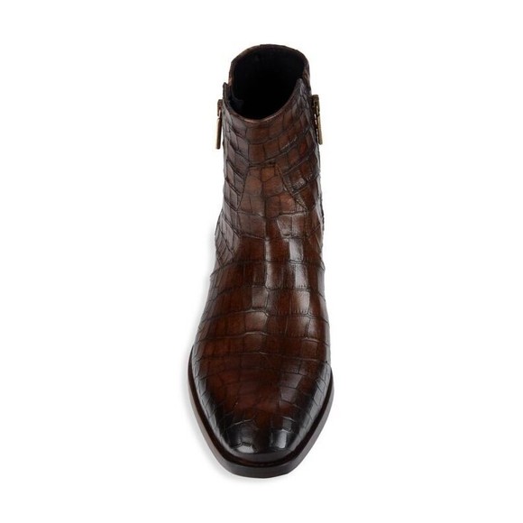 JO GHOST NWOB Croc Embossed Leather Side Zip Boots Size 46 $575.00 main image 13